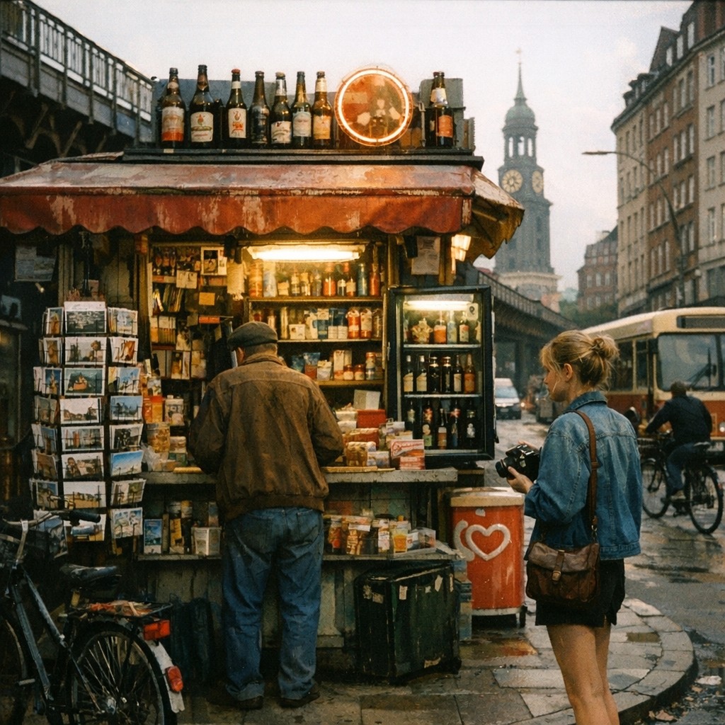 Analoge Fotografie eines Hamburger Eckkiosks