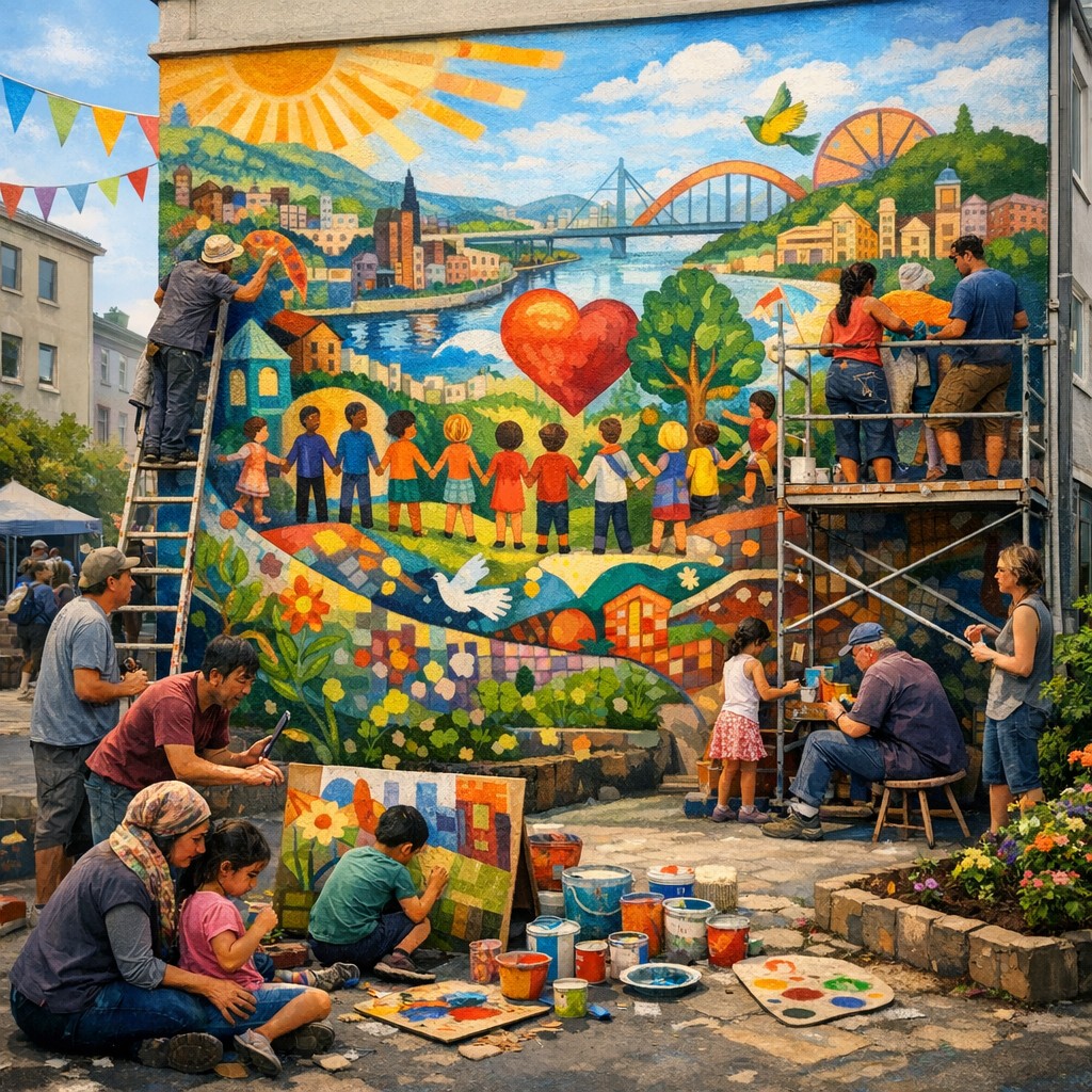 Wandbild-Projekt mit Beteiligung der Nachbarschaft