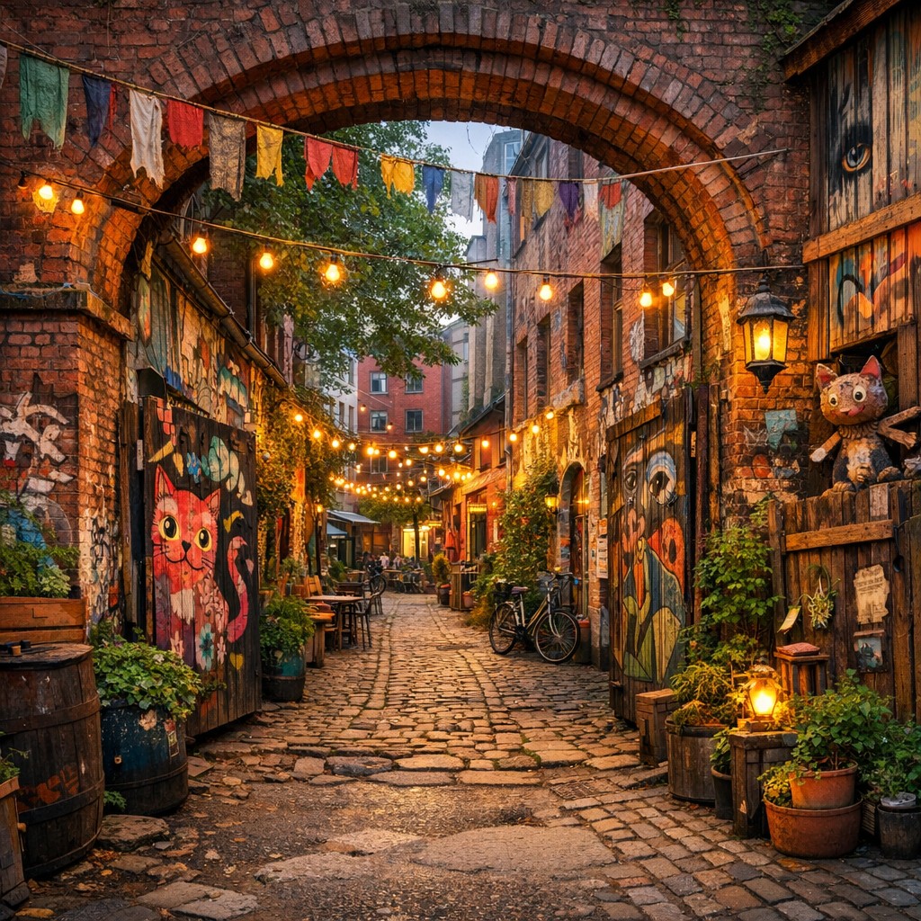 Eingang zum Gängeviertel mit einladender Atmosphäre
