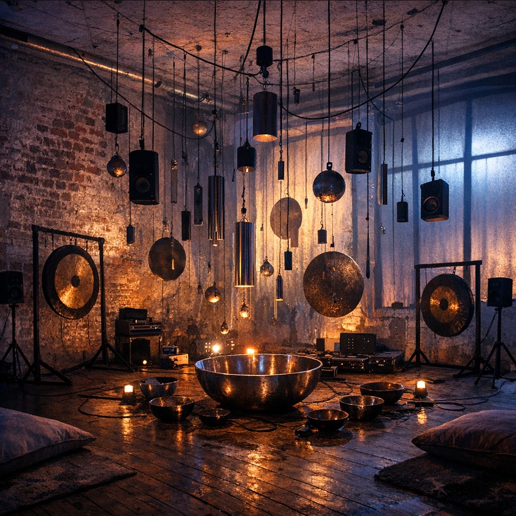 Klanginstallation mit Sensortechnik in einem Projektraum