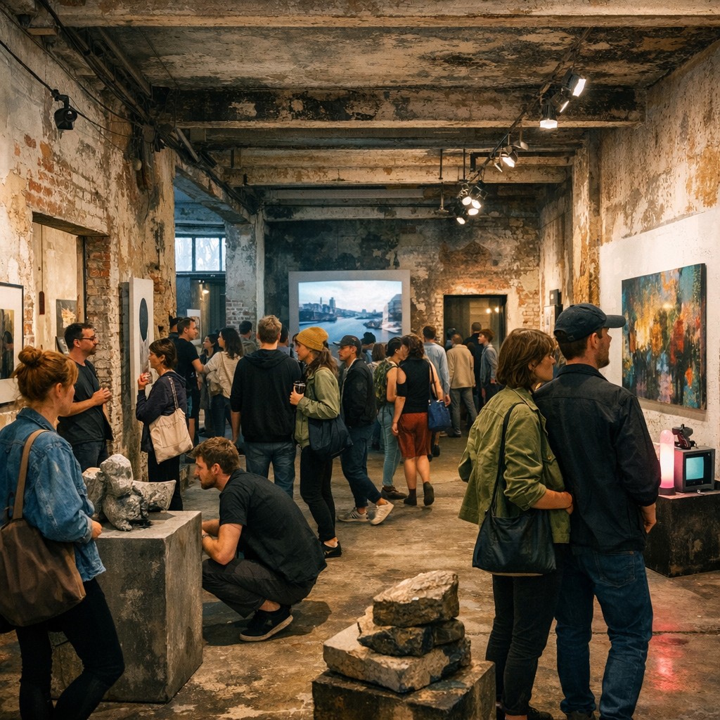 Publikum beim Hamburger Offspace-Rundgang
