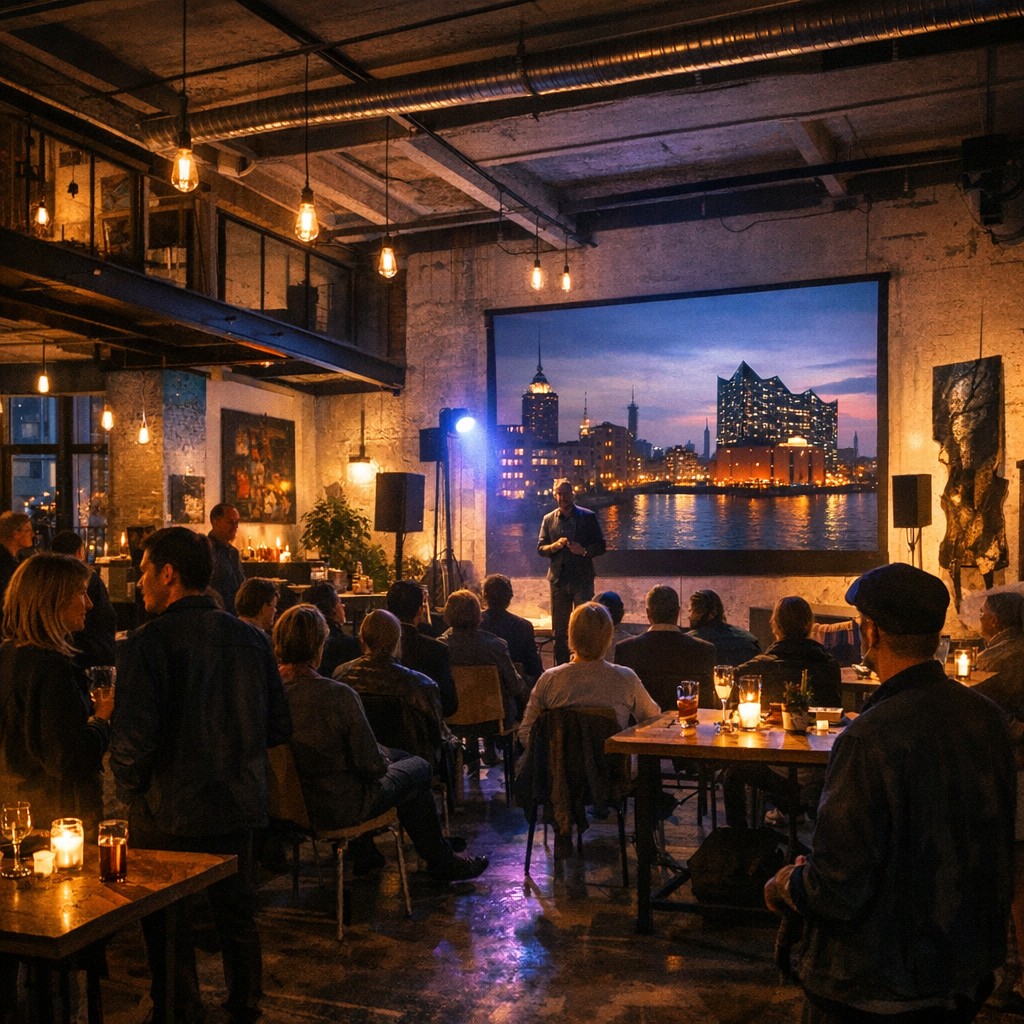 Abendveranstaltung in einem Hamburger Projektraum