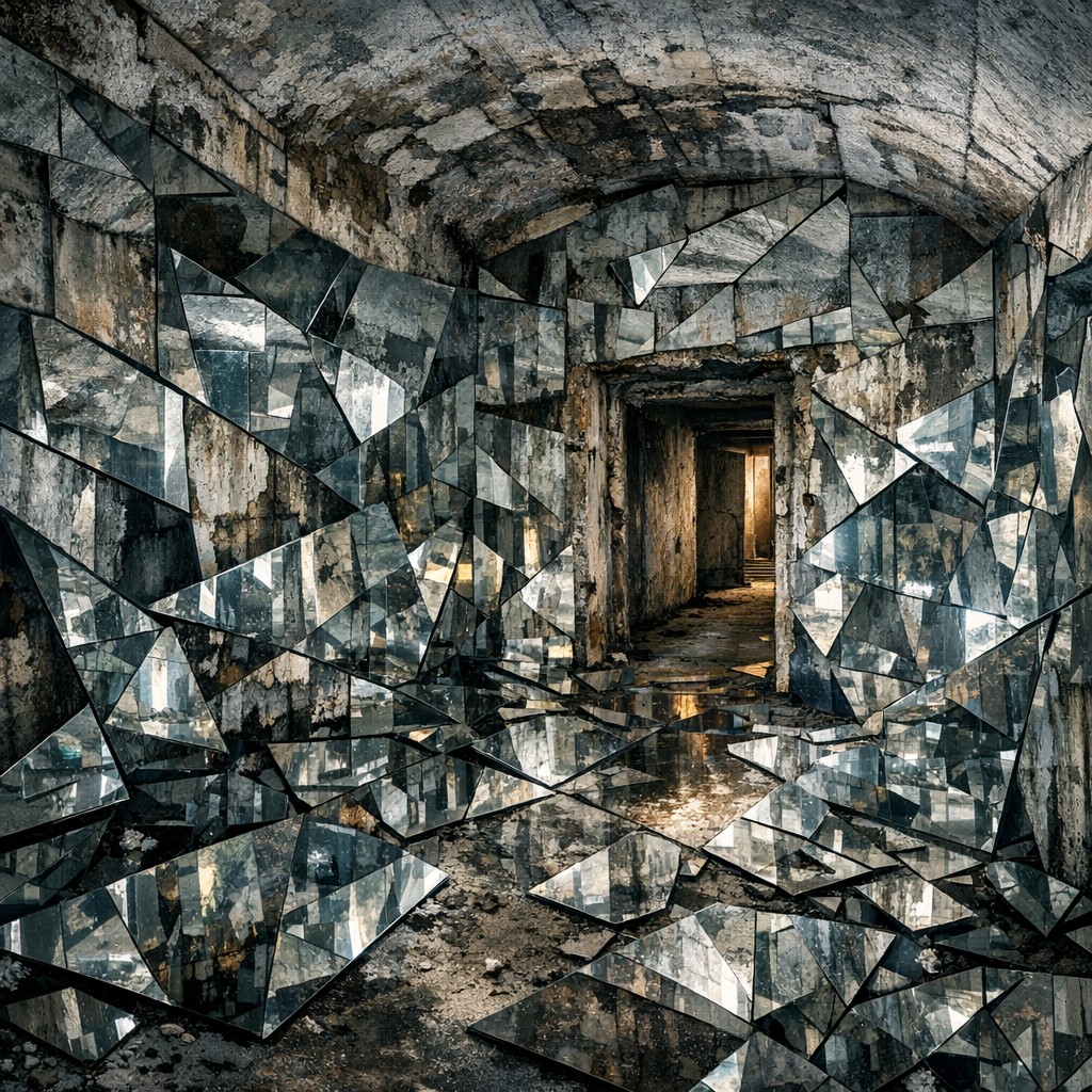 Spiegelinstallation in einem ehemaligen Bunker