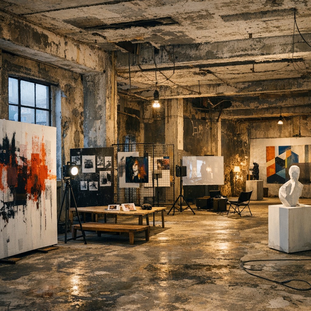 Temporäre Kunstausstellung in einem leerstehenden Gebäude