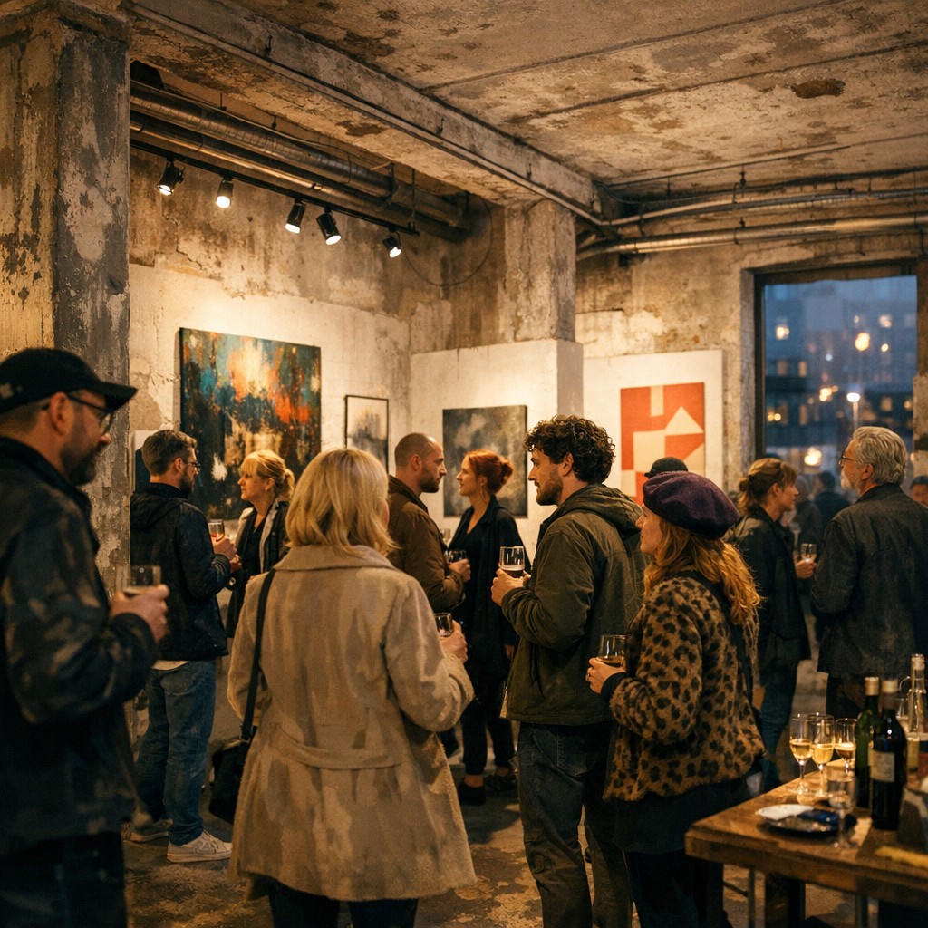 Besucher bei einer Vernissage in Hamburg